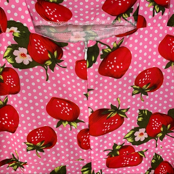 NEW Pinup Rockabilly Dress Retro Strawberries Pink - Picture 6 of 8
